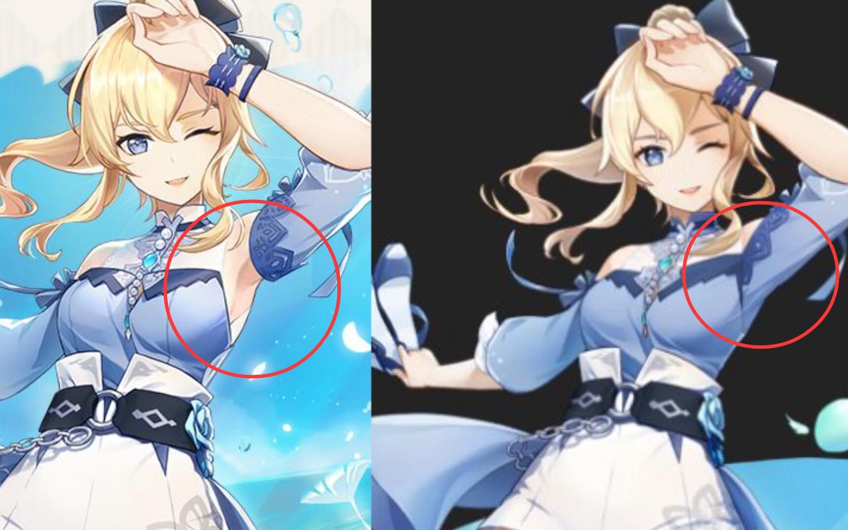 【原神】琴团长夏日皮肤解包出细微差别2张图