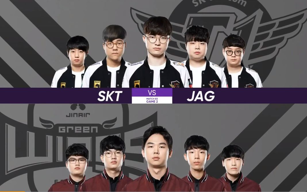 SKT VS JAG第二场,JAG再现搞笑一幕,打野皇子被红buff单杀,12级3人头刀妹被Khan10级剑魔单杀哔哩哔哩bilibili