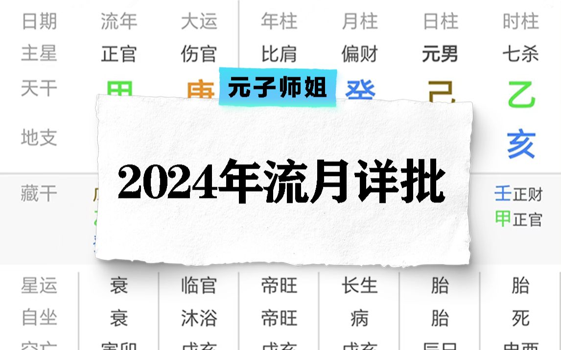 2024年八字流月详批,超详细不要错过!哔哩哔哩bilibili