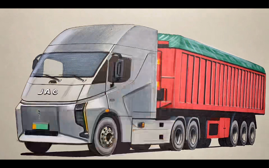 手绘江淮纯电动牵引车,新能源重卡