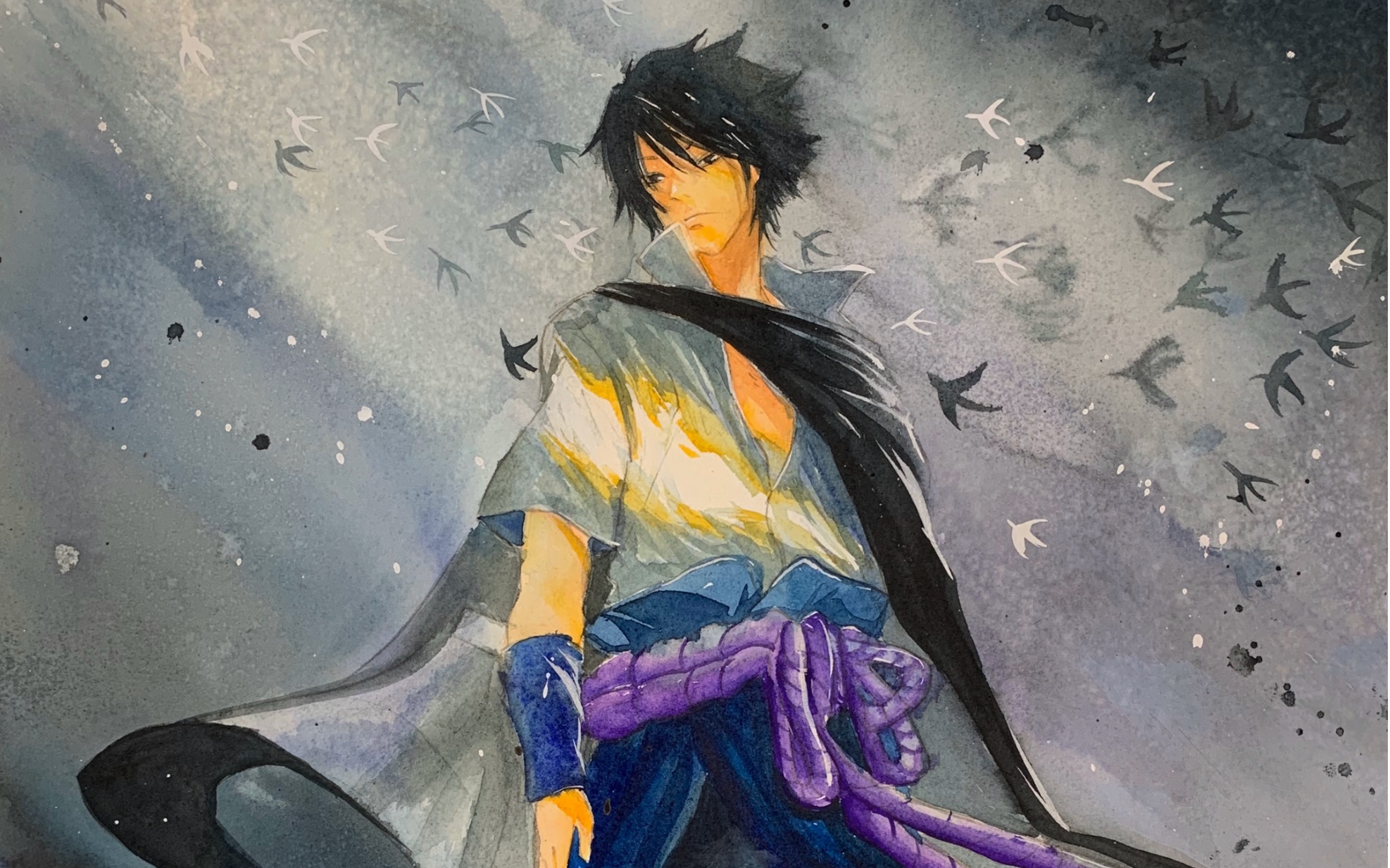 水彩 佐助创作绘画过程