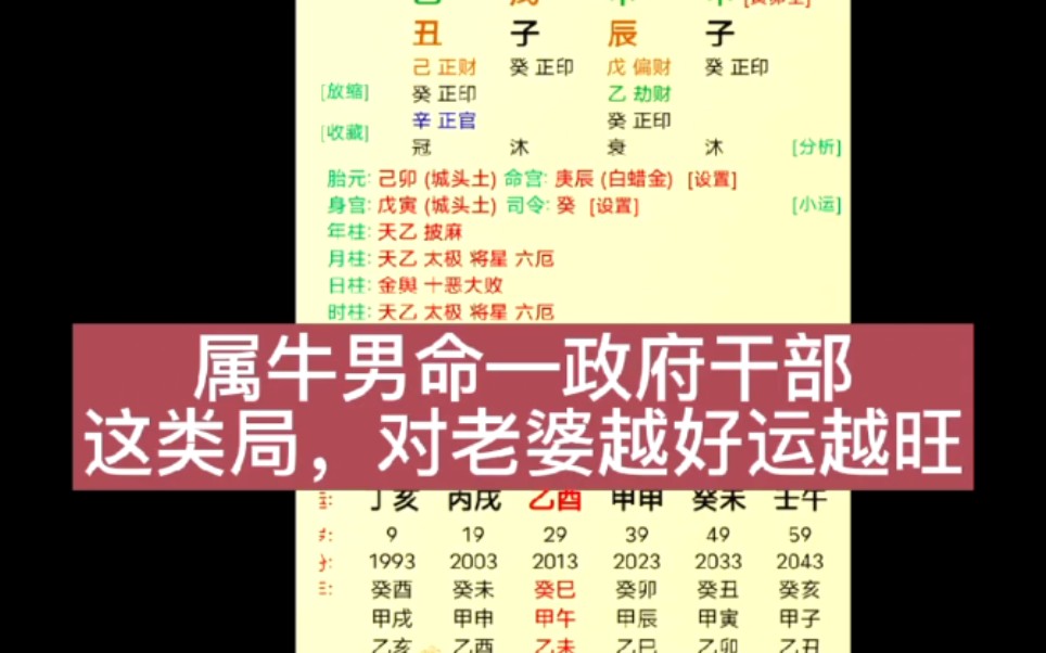 [图]属牛男命，政府干部——这类局，对老婆越好运约旺#八字命理#运势#徐震林讲易经工作室