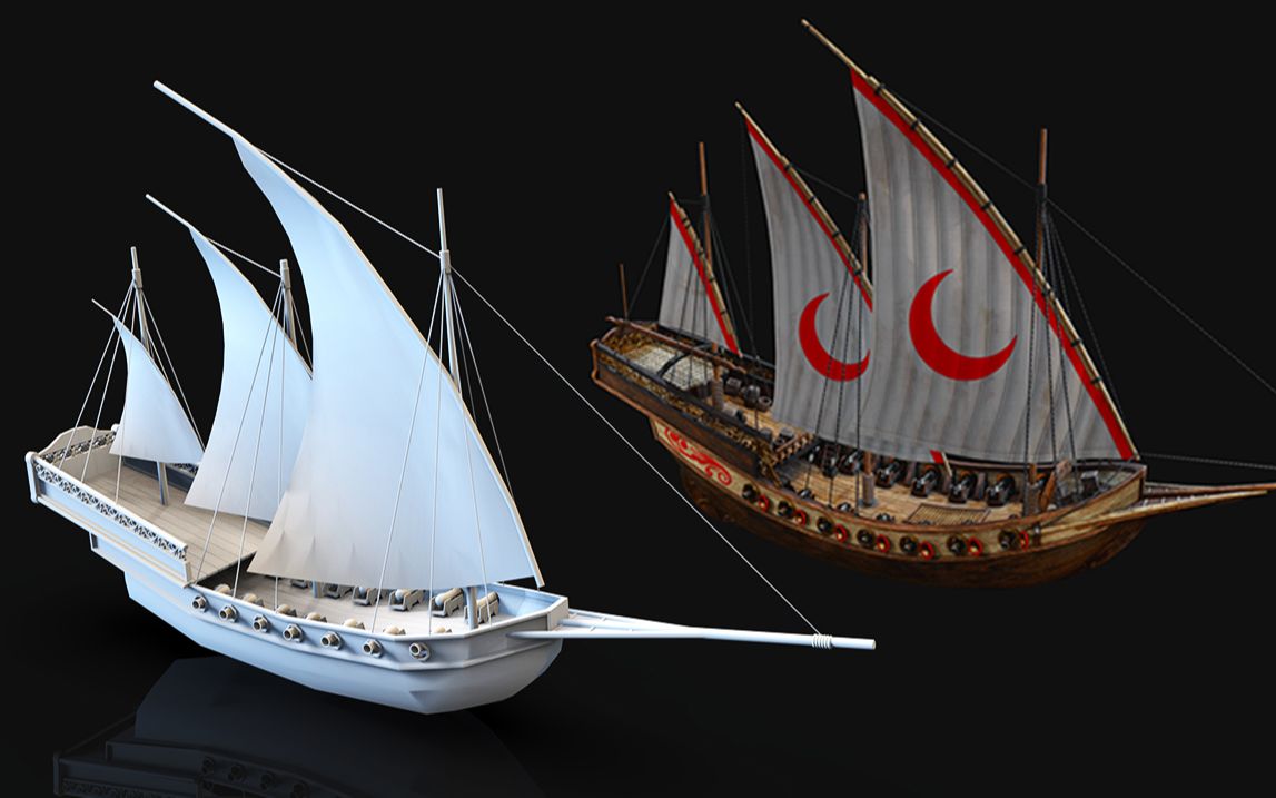 【3dmax建模】月牙战船建模案例,3dmax零基础入门道具建模教学