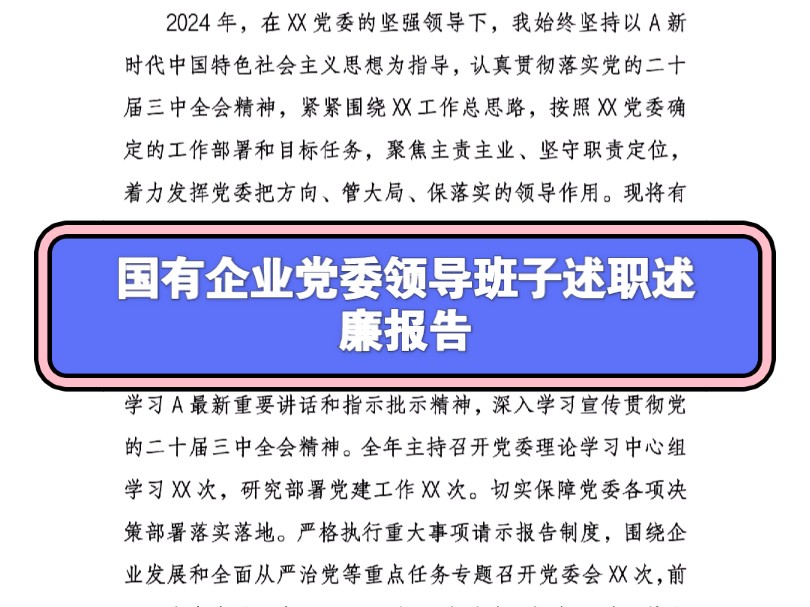 国有企业党委领导班子述职述廉报告哔哩哔哩bilibili