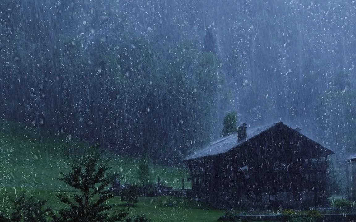 asmr-夜间迷雾森林中的大暴雨和雷声,让睡眠质量更高