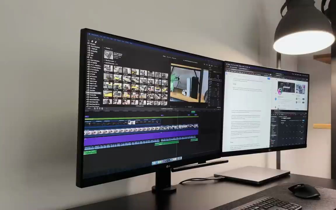双显示器桌面设置!LG 27 Ergo显示器哔哩哔哩bilibili