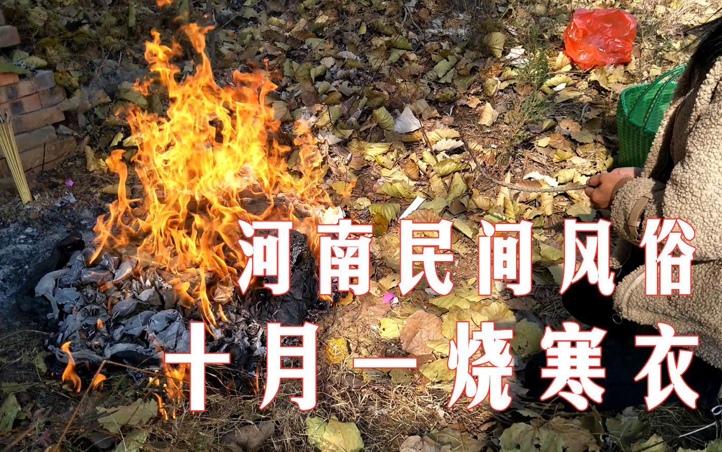 十月一烧寒衣,农村妈妈去给老父亲上坟,金山银山烧给爹尽管花吧_哔哩