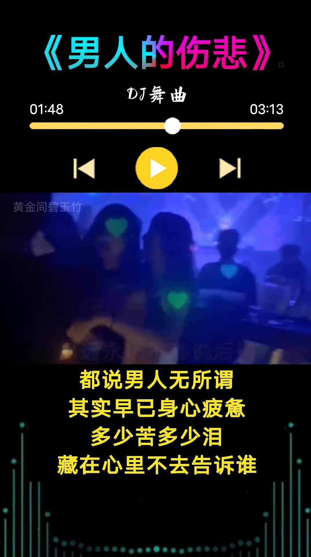 [图]低音炮劲爆舞曲男人的伤悲经典dj歌曲推荐旋律动听令人陶醉