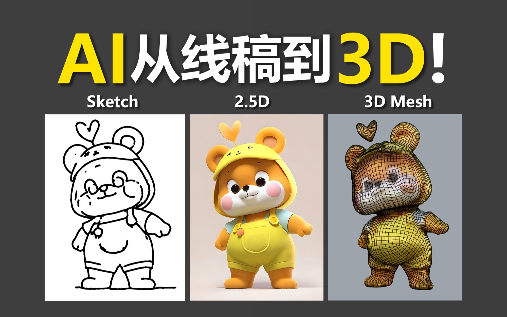 把2D手绘线稿转为3D模型的工作流程!Stablediffusion和Wonder3d算法,手把手教学视频!