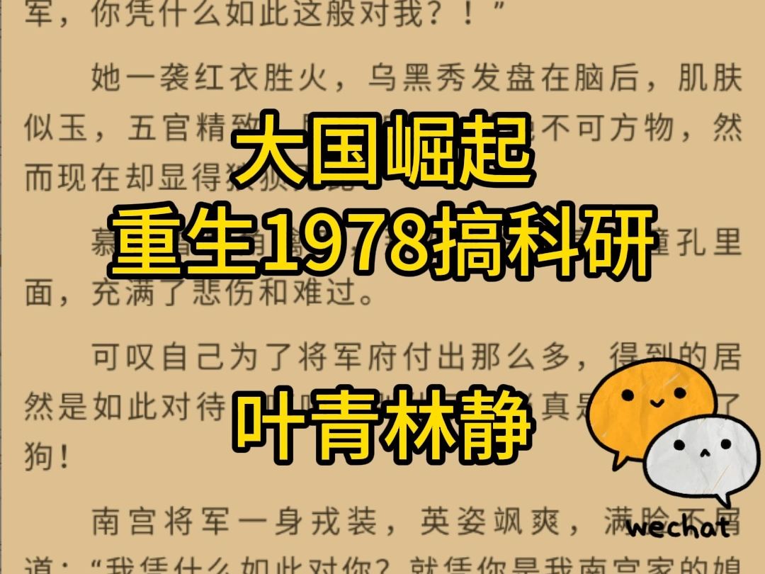 爆火小说推荐——《大国崛起:重生1978搞科研》叶青林静哔哩哔哩bilibili