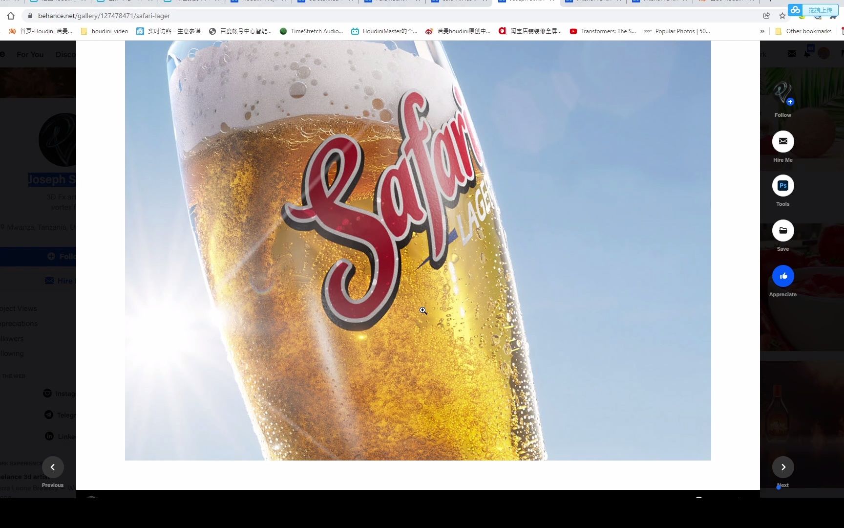 诺曼houdini 广告精选 houdini产品特效 静针酒水效果图 safari lager By Joseph Simba哔哩哔哩bilibili