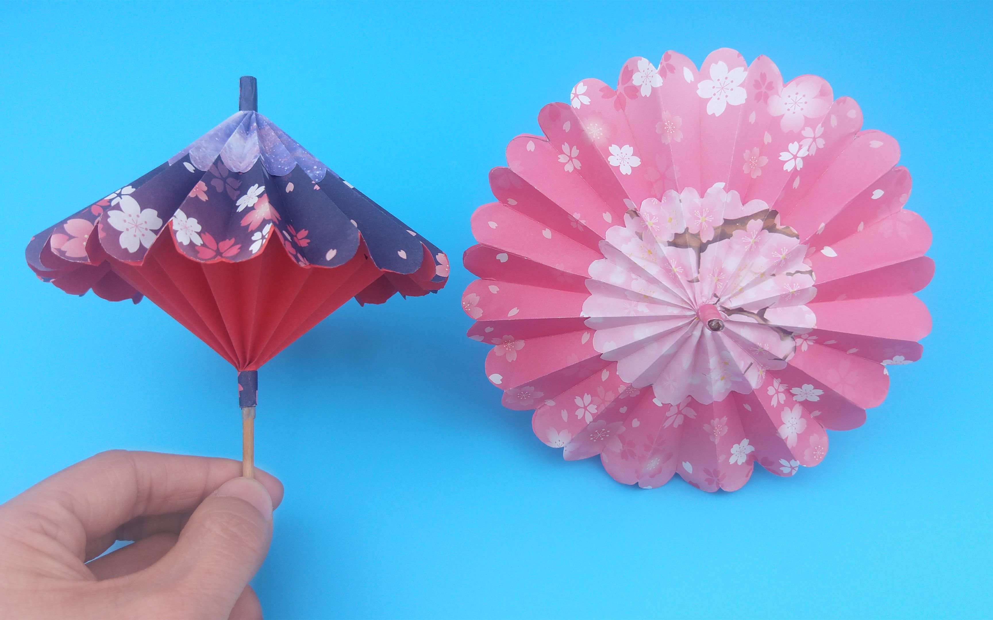 折纸漂亮的立体雨伞,简单易学还可以收缩,手工diy折纸教程