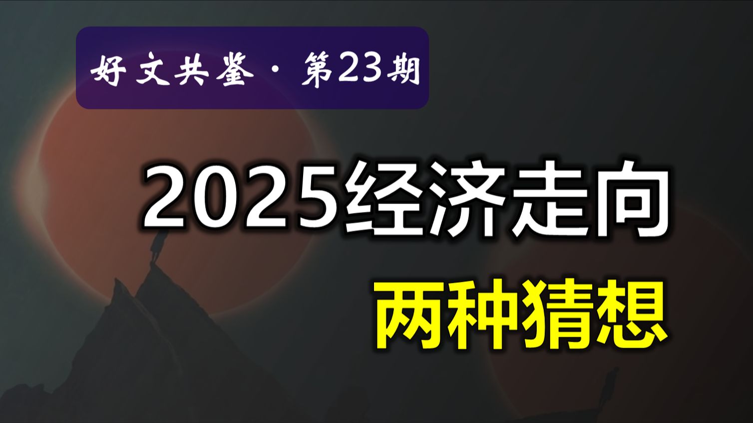 【好文共鉴】第23期:2025年经济走向的两种猜想哔哩哔哩bilibili