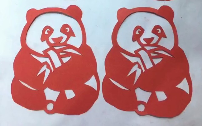 大熊猫剪纸,女明星花花可爱剪纸