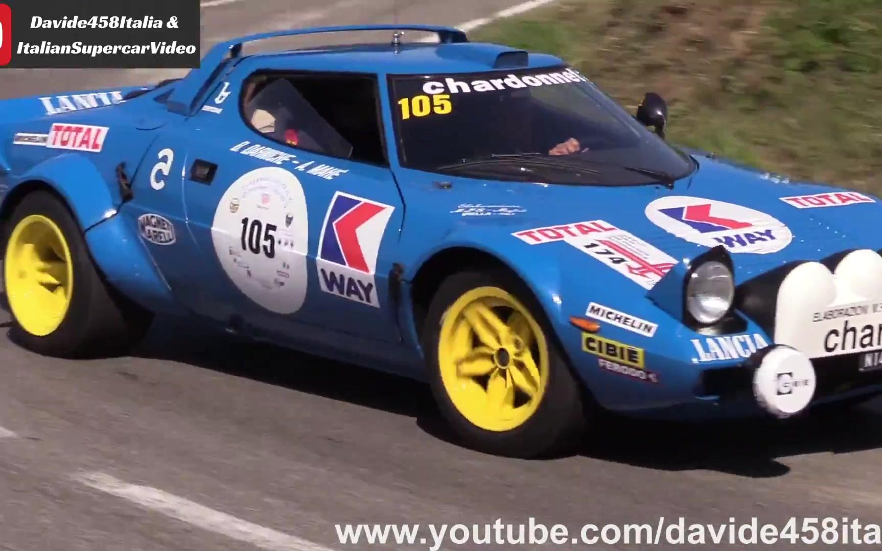 实拍车载干趴法拉利的经典蓝旗亚stratoshfgr4拉力赛实拍60fps