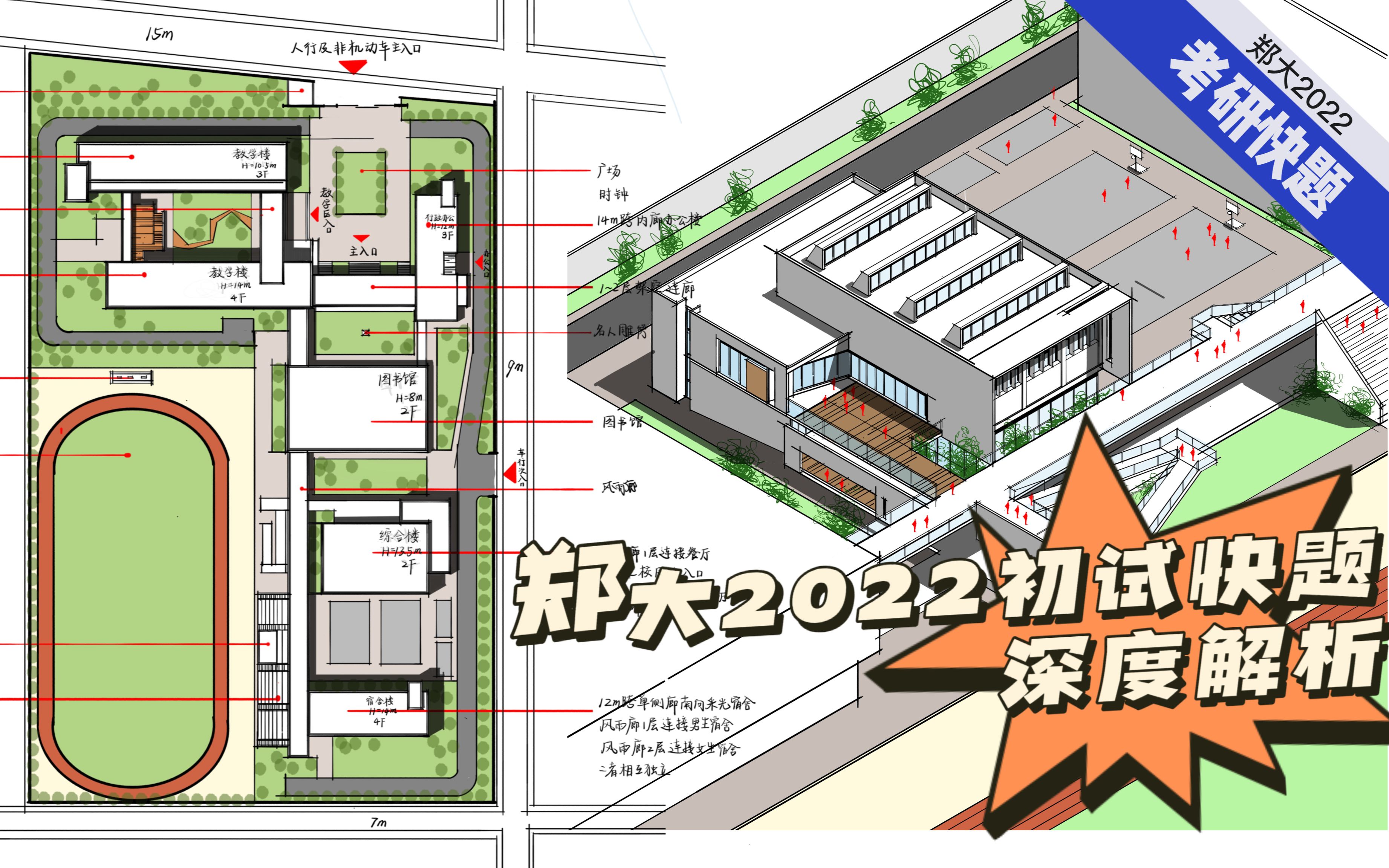 【看完妈妈再也不让我考郑大了】郑州大学2022考研快题最NB解题——中学校园规划➕单体设计,哭了!不会做规划的建筑人不配做人哔哩哔哩bilibili