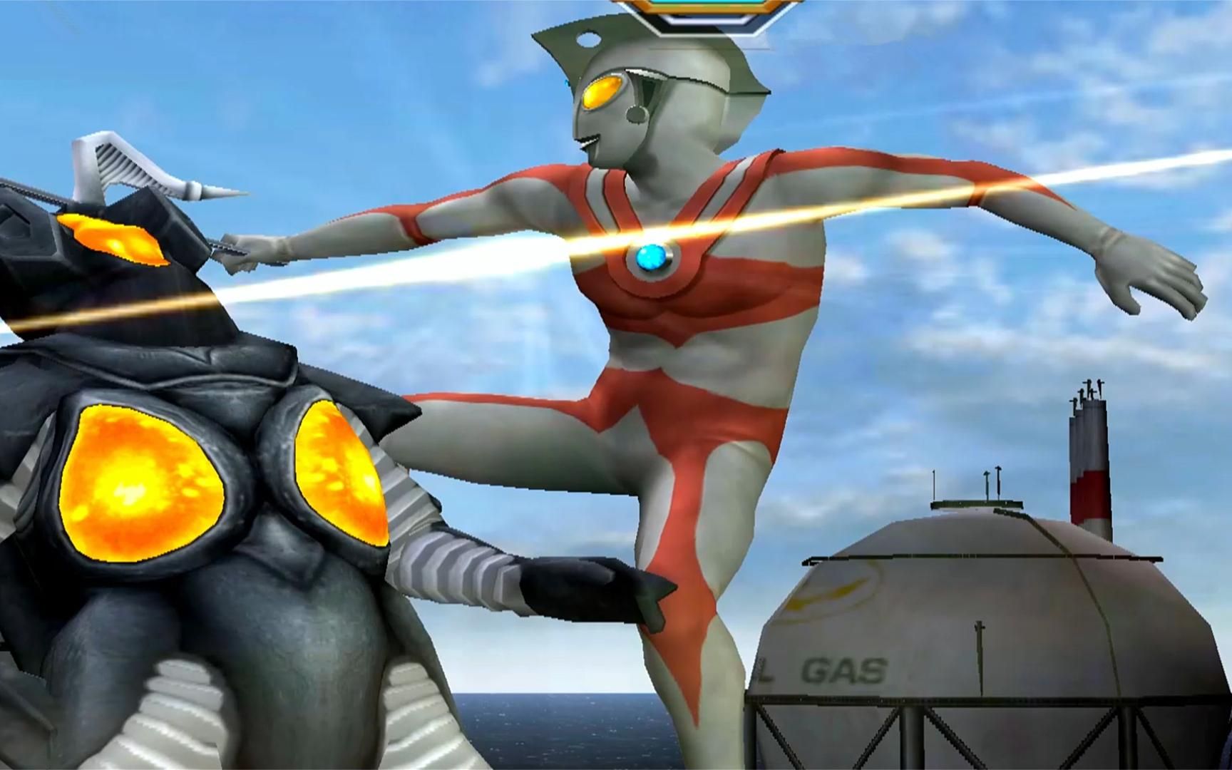 艾斯奥特曼使用火焰烧烤杰顿,最后再掏出水果刀一击带走