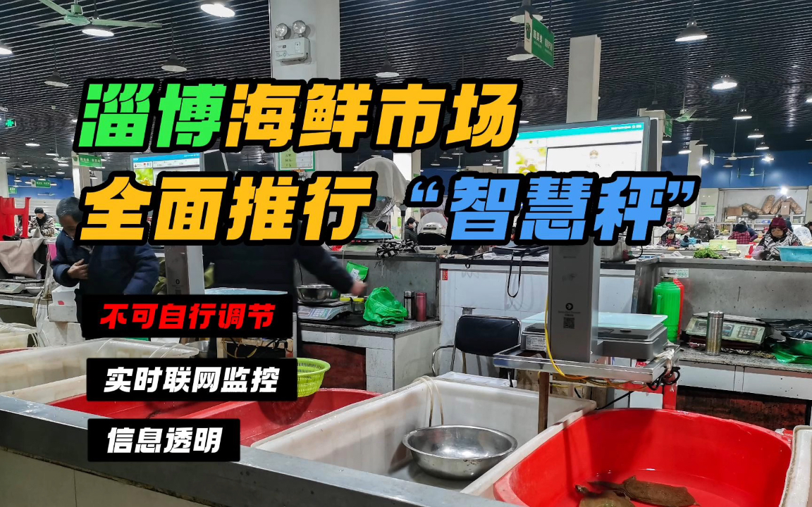 淄博海鲜市场统一使用“智慧秤”,杜绝第三方调秤现象!哔哩哔哩bilibili