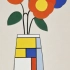 蒙德里安风格的平面几何花瓶