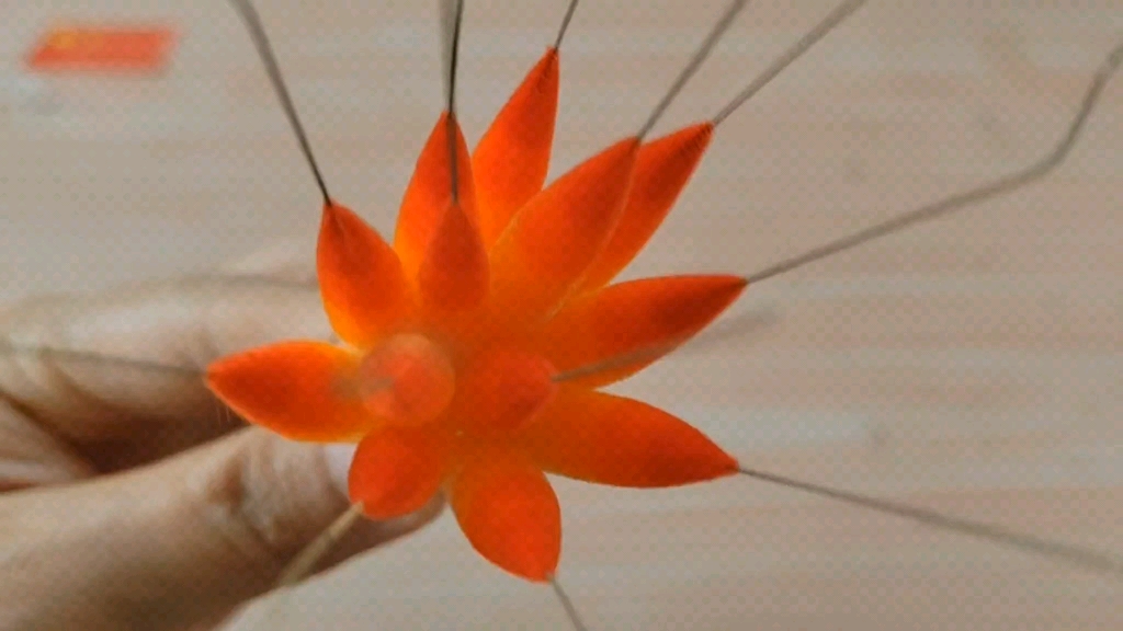 胡志英:又来做绒花凤羽文昌笔啦,先做毛绒绒闪亮亮的绒条