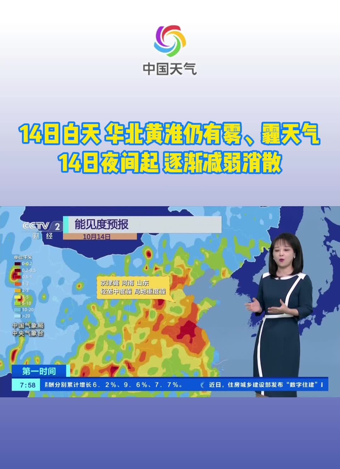 14日华北黄淮仍有雾和霾天气哔哩哔哩bilibili