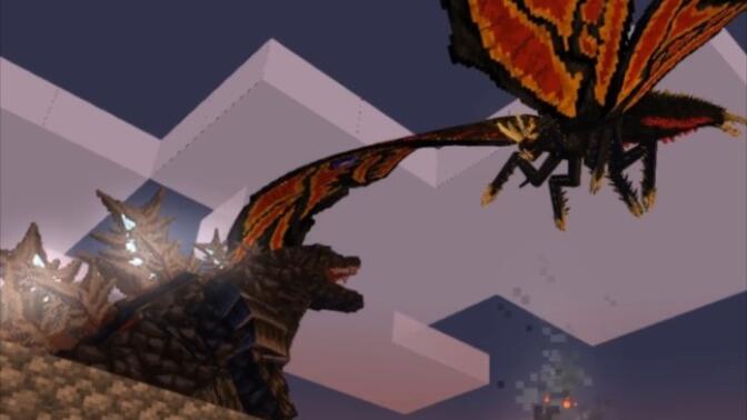 我用mc动画打造了哥斯拉大战魔斯拉和巴特拉的怪兽打戏!