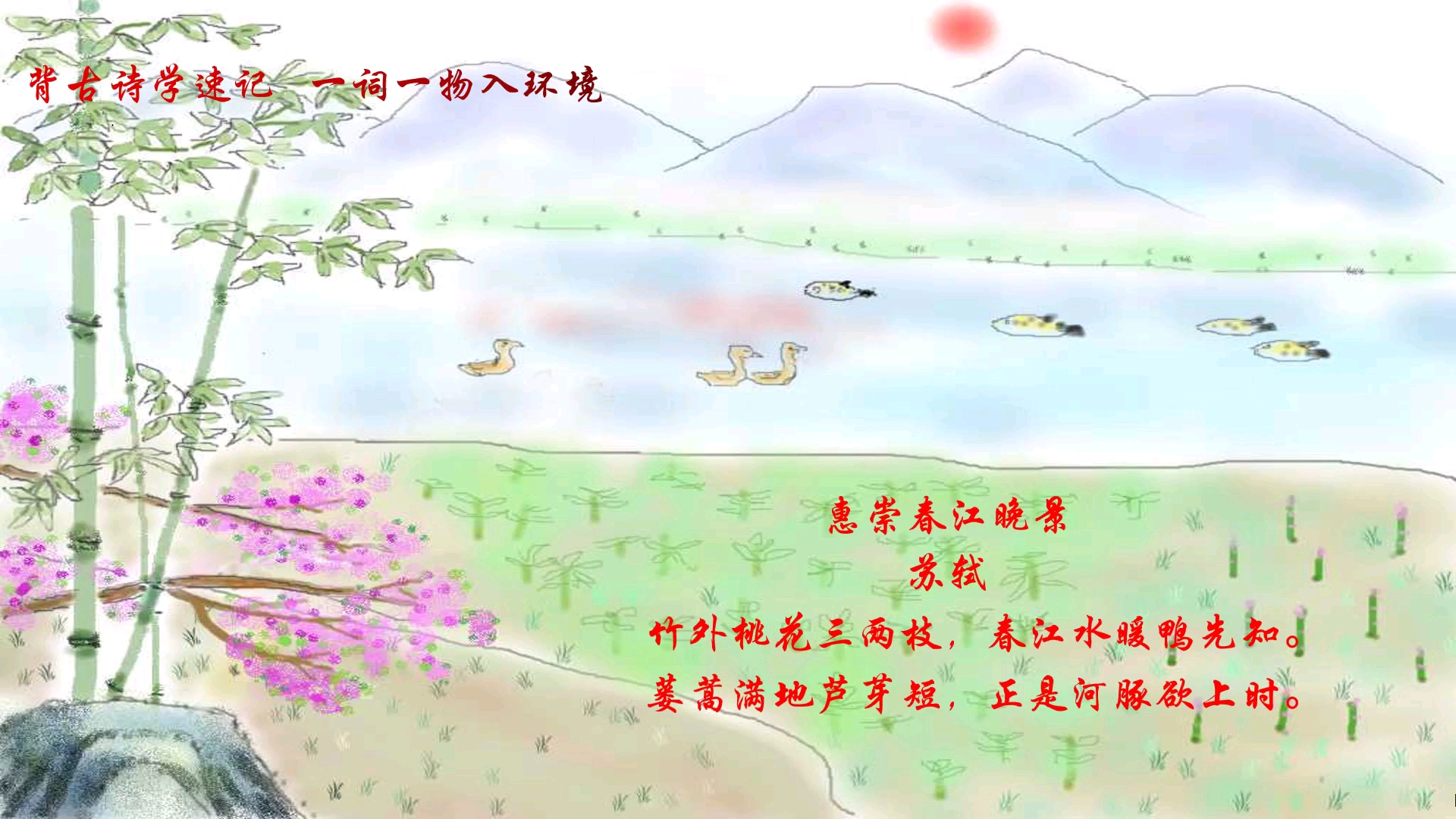 地点记忆法,一词一地一形象.《惠崇春江晚景》