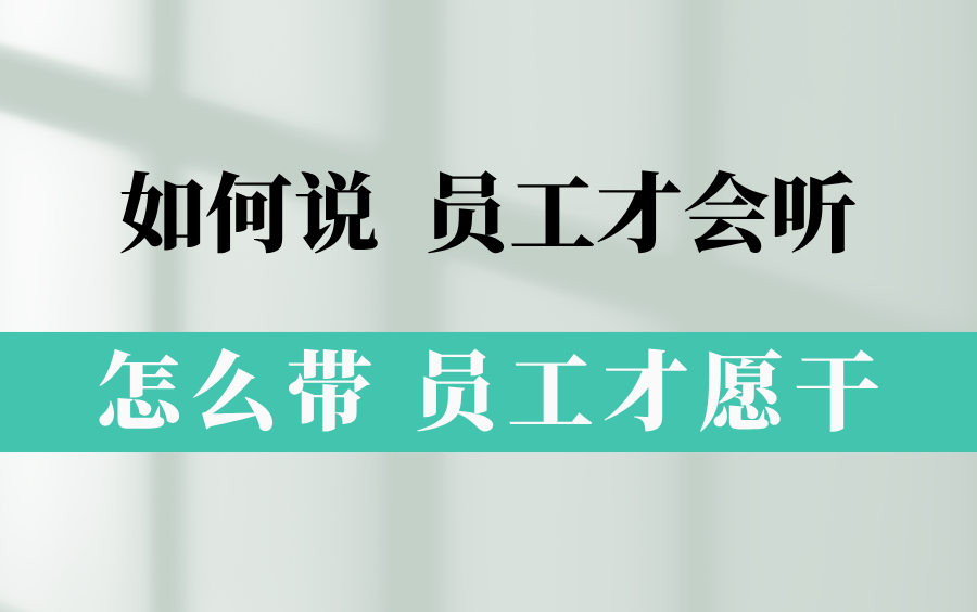 怎么说员工才会听,怎么带员工才愿干,领导者必须掌握的高效员工改造术哔哩哔哩bilibili