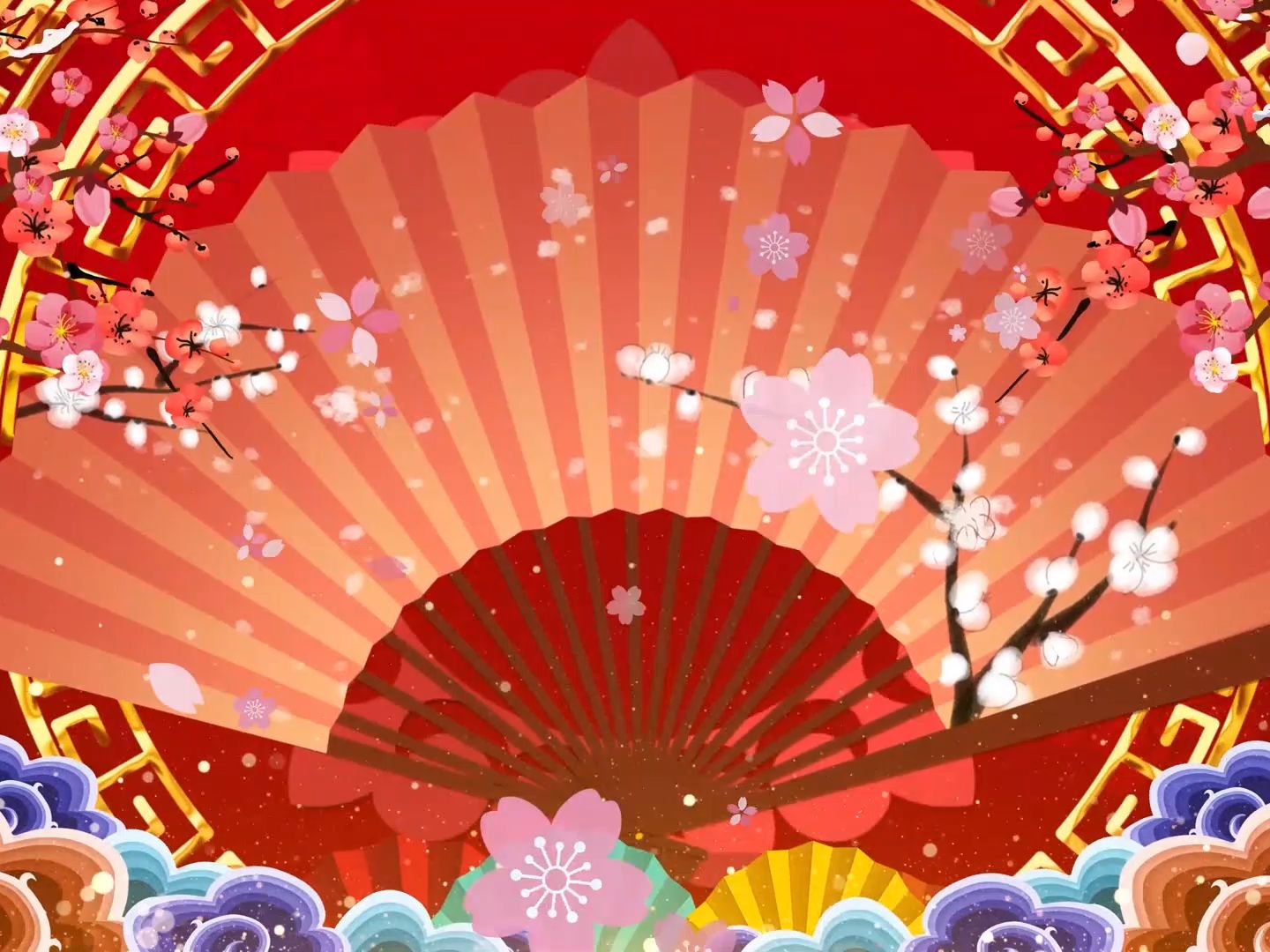 (dhh49)中国风戏曲相声扇子舞台背景视频素材(2)