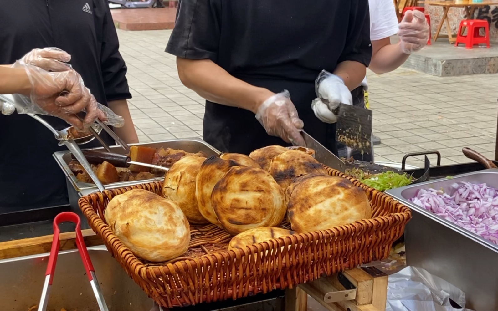 肉夹馍摆摊照片图片