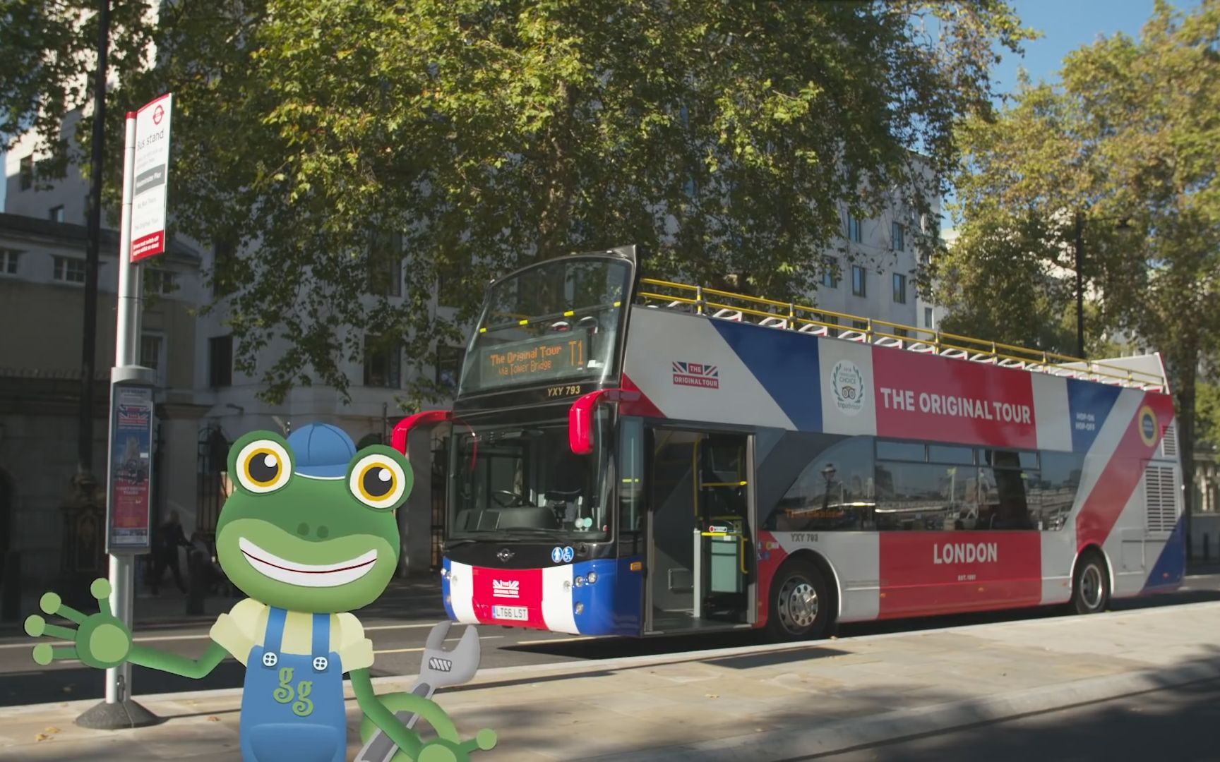 [图]Gecko's Garage动画片旅游巴士 1080高清儿童早教视频：Gecko and The Open Top London Tour Bus