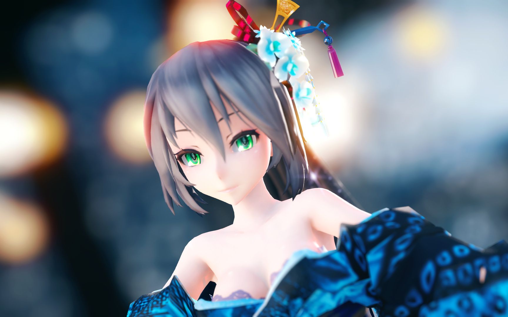 【mmd】千灯愿 低胸和服,洛水天依,千灯祈愿,情愫万千