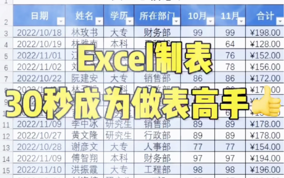 excel表格30秒成为做表高手,轻松搞定职场办公新技能哔哩哔哩bilibili