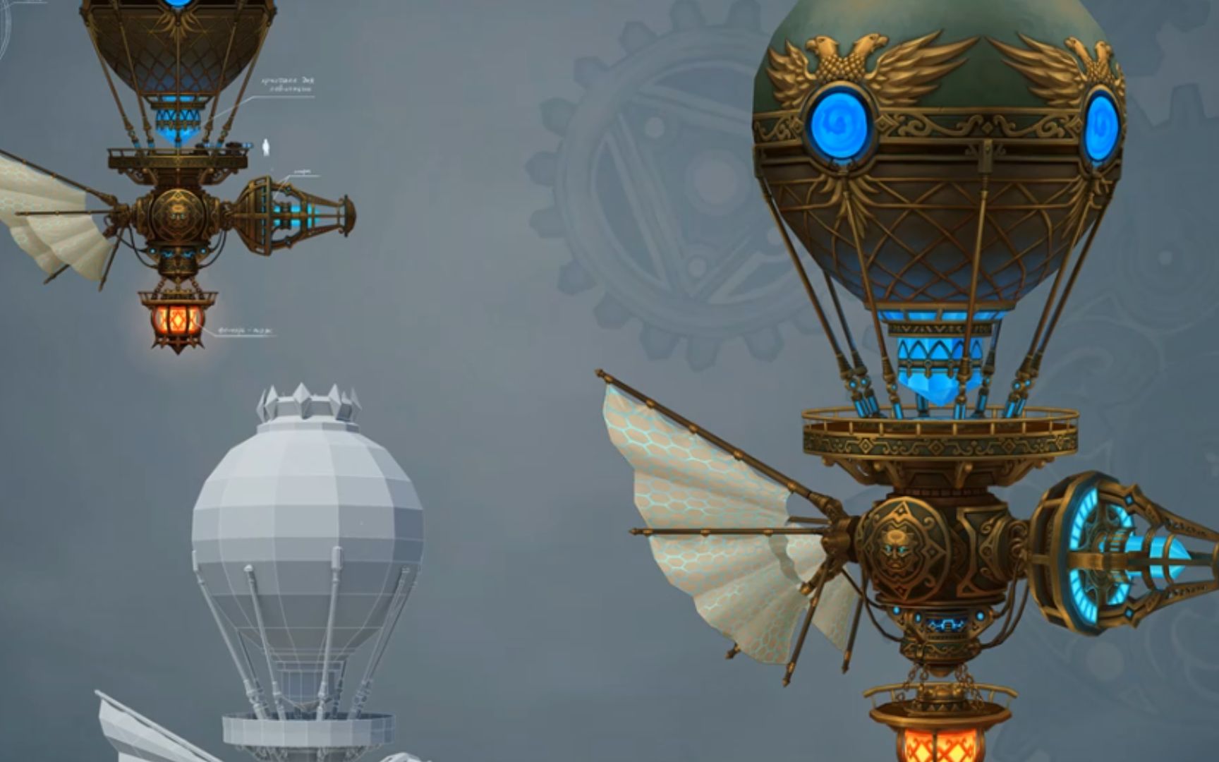 活动作品游戏场景道具魔幻飞艇3d模型maya基础制作教程