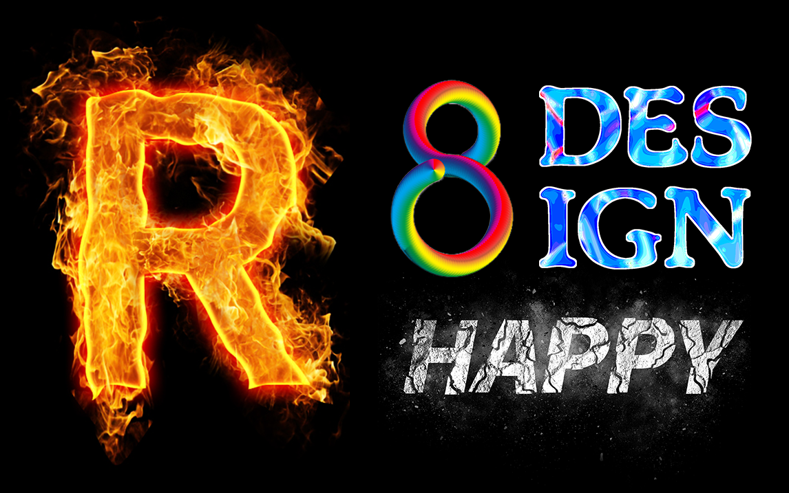 火焰字/破裂字/果冻字/3d字/剪纸字/平面设计/美工设计/字体设计