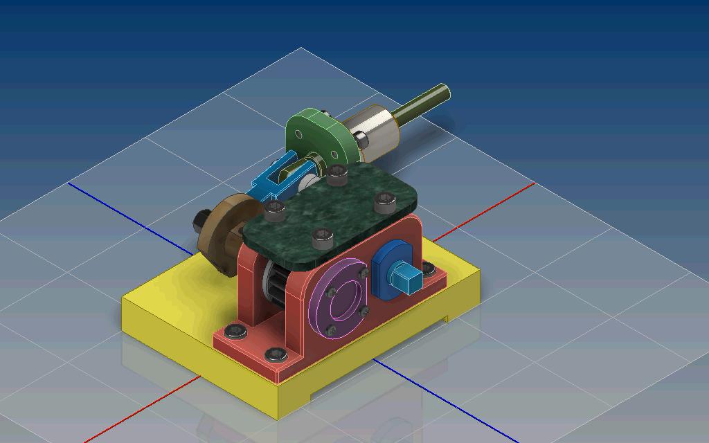 齿轮传动式偏心滑块机构仿真动画