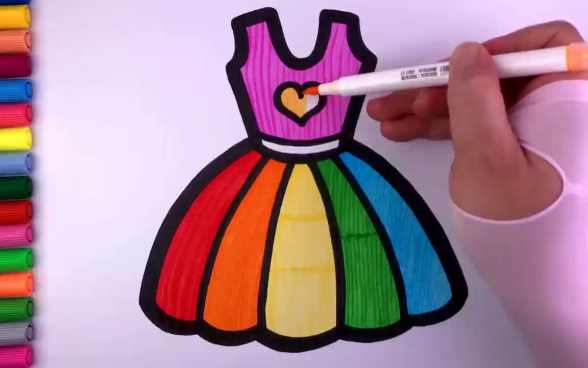 女孩儿童裙子简笔画图片