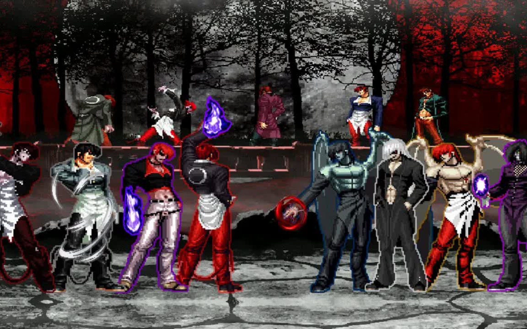 拳皇mugen八神vs元素八个八神对决