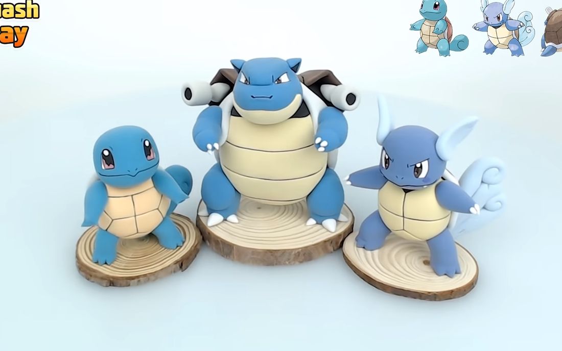 【超轻粘土】squirtle linewartortl-杰尼龟三种形态_哔哩哔哩_bili