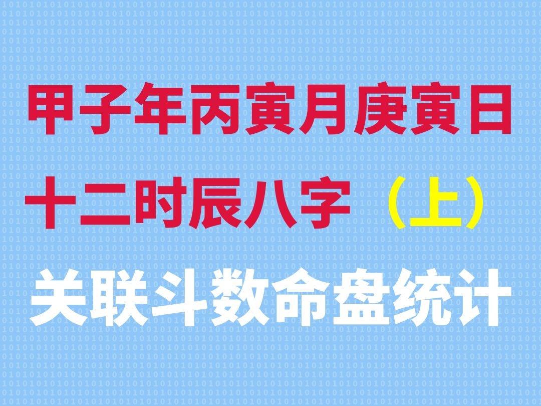 甲子年丙寅月庚寅日十二时辰八字关联斗数命盘统计(上集)哔哩哔哩bilibili