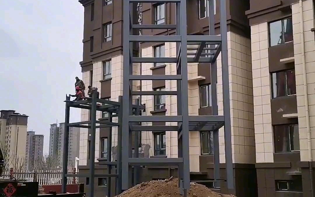 钢结构|钢结构电梯井道|楼房加建电梯