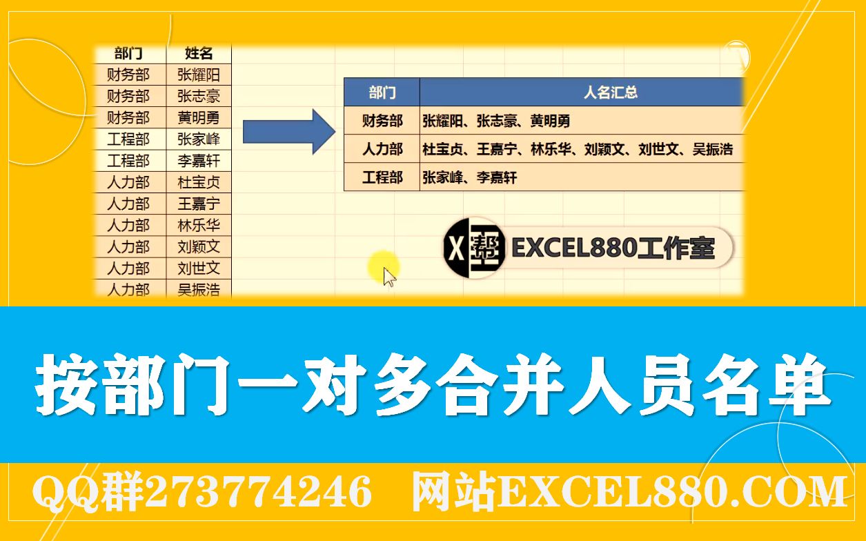 Excel中按部门一对多合并人员名单 透视表高级应用哔哩哔哩bilibili