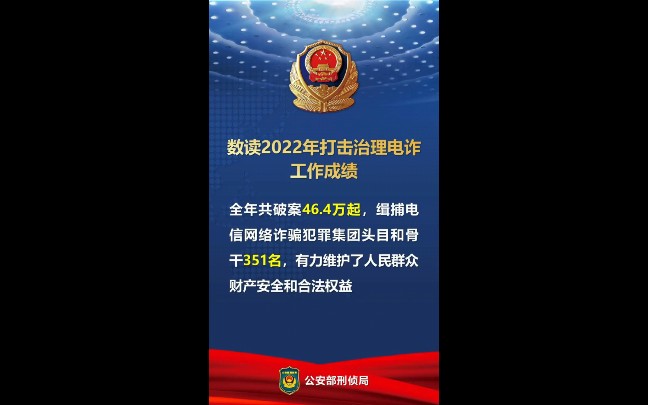 【公安部权威发布:数读2022年打击治理电信网络诈骗新型违法犯罪工作成绩→….】哔哩哔哩bilibili