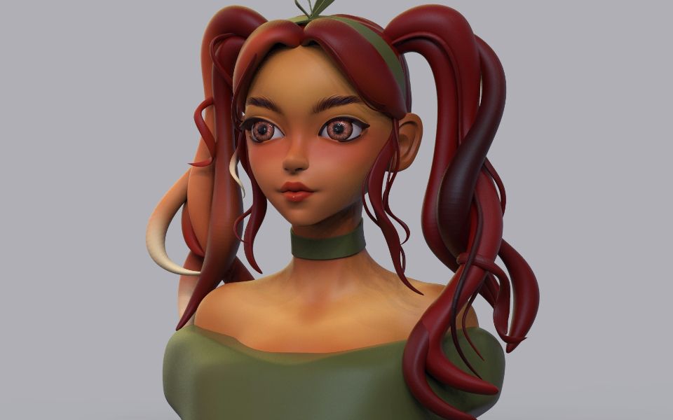 【zbrush角色建模】双马尾"小黑妹"模型制作,卡通角色雕刻详细教程