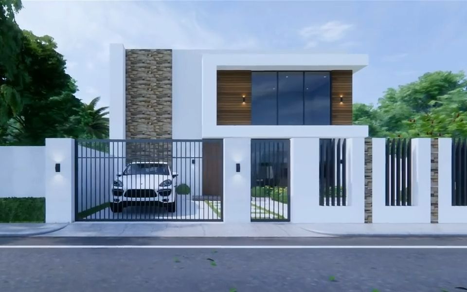 房屋设计 |11m x 7m 带游泳池 |3卧室现代简约别墅设计效果图【搬运】