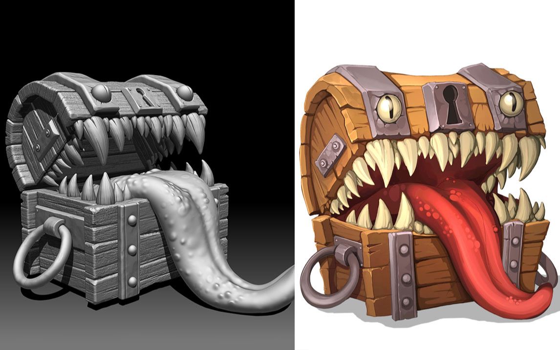 【zb max】次世代游戏风格化恶魔箱子模型制作!干货满满的一个案例!