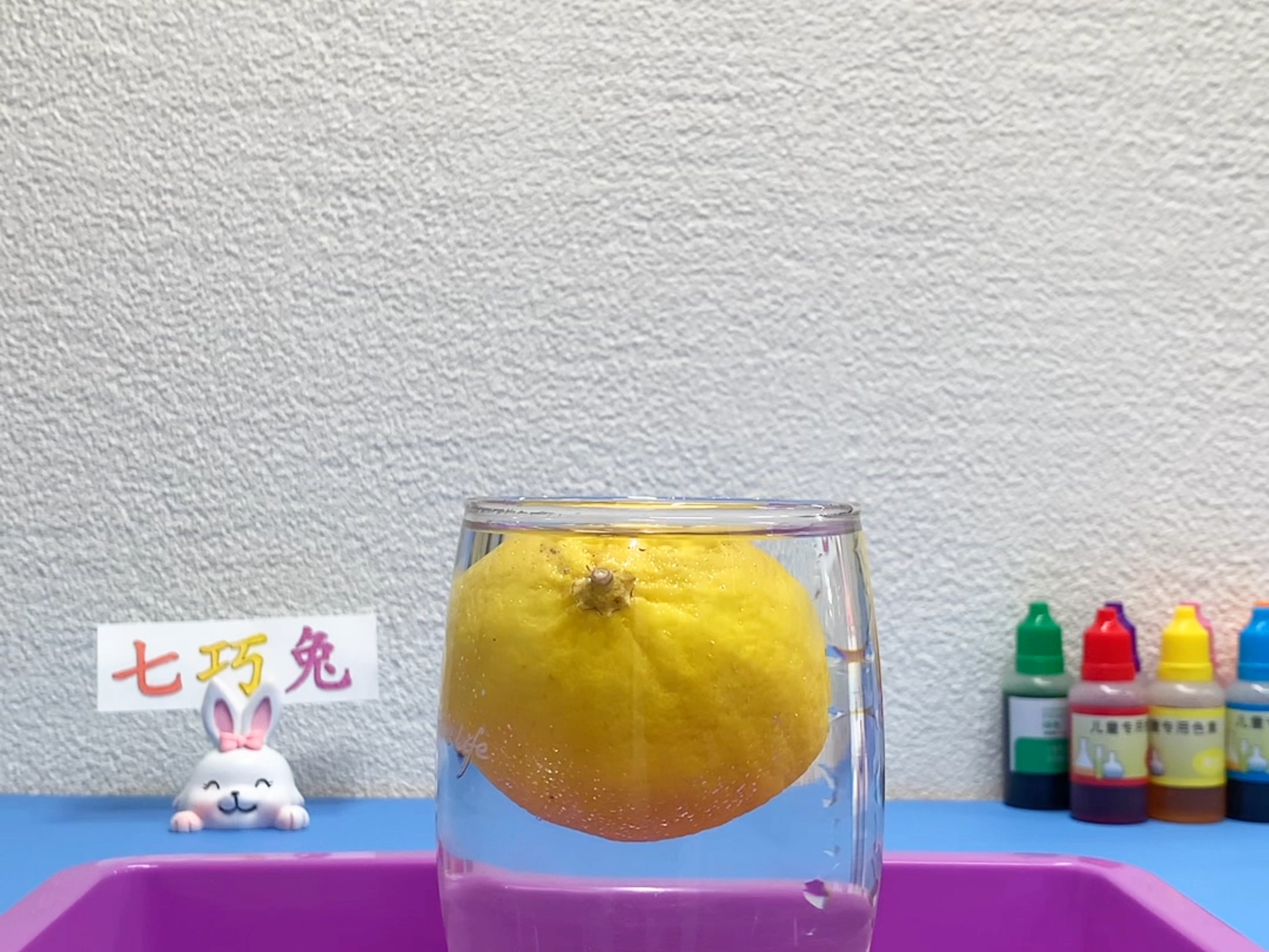 七巧兔科学小实验:浮沉的柠檬🍋#科学小实验 #儿童实验小游戏 #边玩