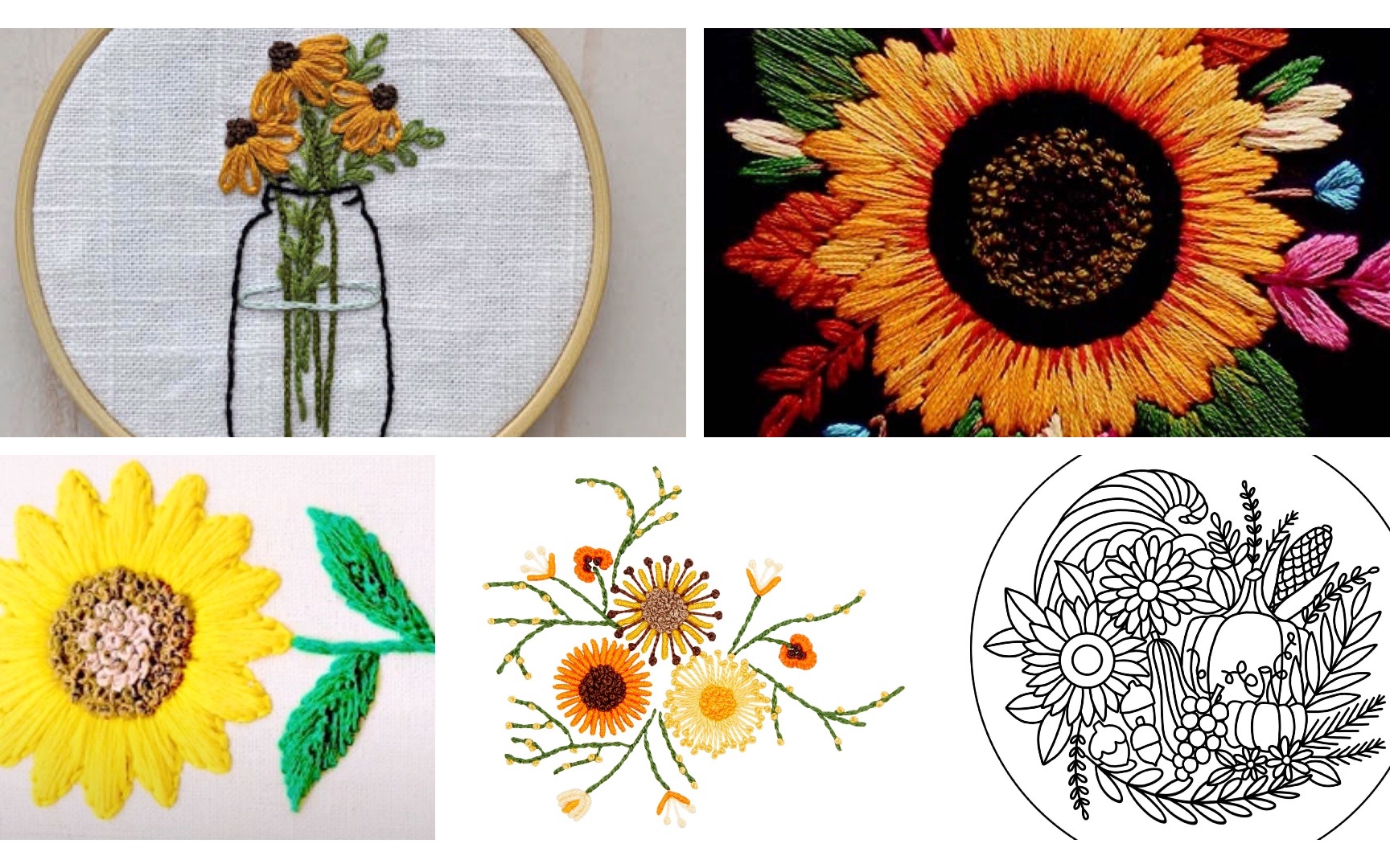 5款向日葵主题刺绣图纸手工教程合集(图纸一键三连后看简介!