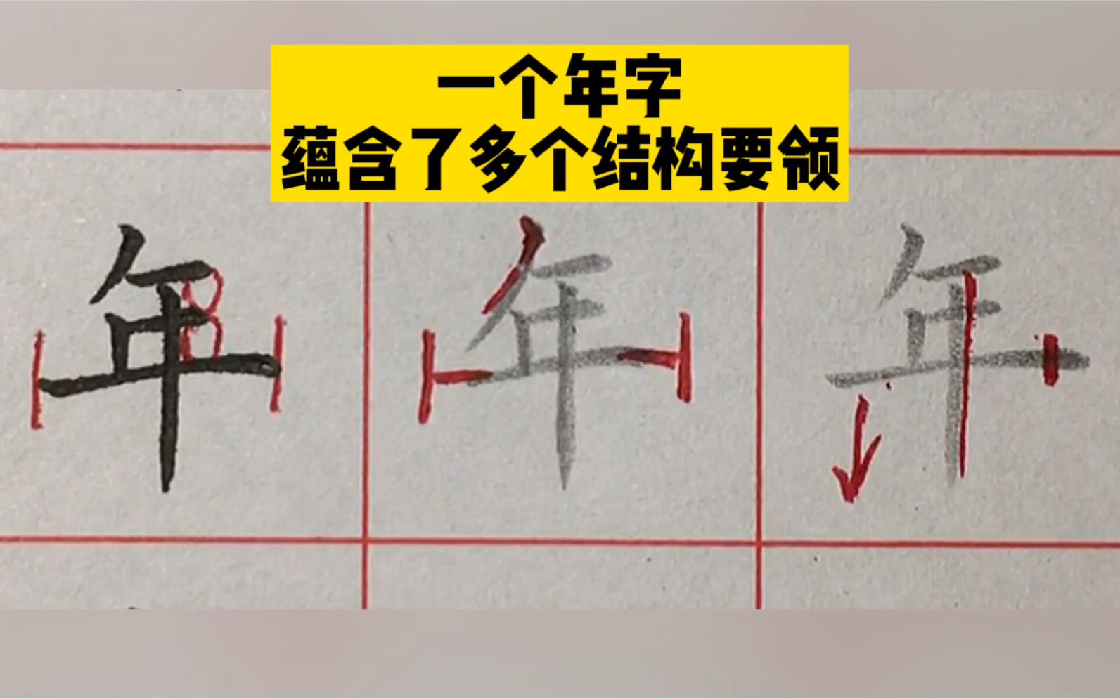 一个年字竟然蕴含了多个结构要领,深入分析写好年字哔哩哔哩bilibili