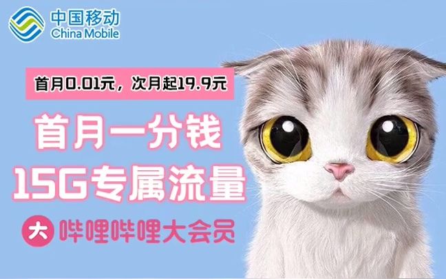 【中国移动】首月1分钱,15G专属流量哔哩哔哩bilibili